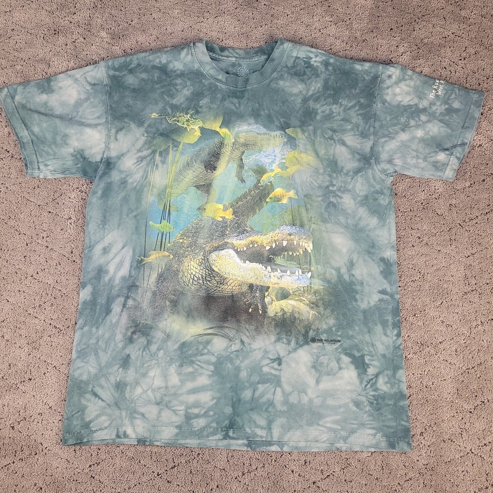 The Mountain T-Shirt Adult L Green Short Sleeve Alligator Wildlife Louisiana